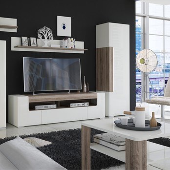 Policová skříň MILANO alpská bílá/dub sanremo 1