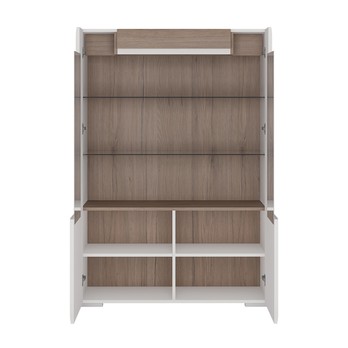 Vitrína  MILANO alpská bílá/dub sanremo, šířka 100 cm 2
