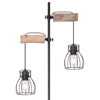 Stojací lampa MINA černý kov/světlé dřevo 1