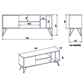 TV komoda MISTICO ořech/černá, šířka 140 cm 4