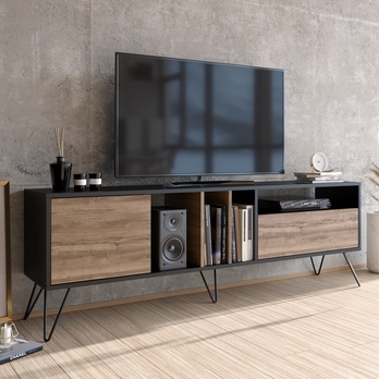 TV komoda MISTICO ořech/černá, šířka 180 cm 1