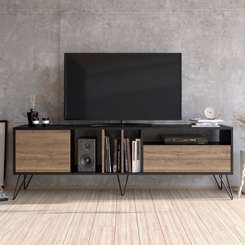 TV komoda MISTICO ořech/černá, šířka 180 cm 3
