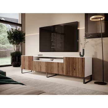 TV komoda MITCH 2 bílá/dub 1