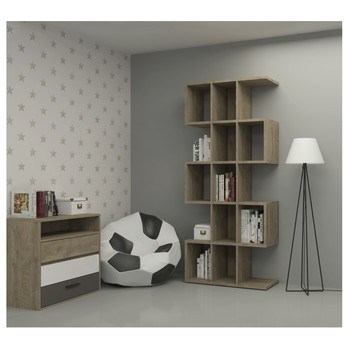 Regál/knihovna MITO MI9 dub/šedá 1