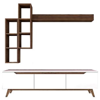 Obývací stěna MOLO bílá/ořech 2