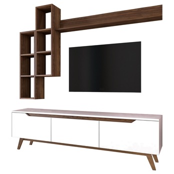 Obývací stěna MOLO bílá/ořech 4