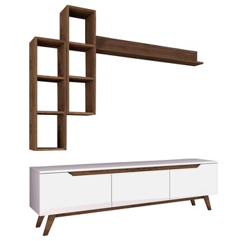 Obývací stěna MOLO bílá/ořech 5