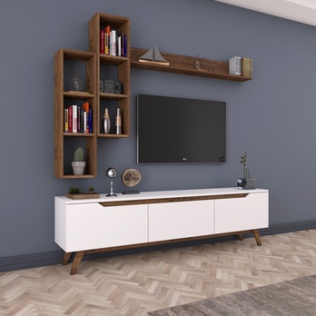 Obývací stěna MOLO bílá/ořech 7