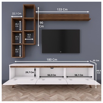 Obývací stěna MOLO bílá/ořech 10