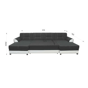 Sedací souprava MONACO LUX U šedá/černá 4