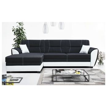 Sedací souprava MONACO LUX levá, černá/bílá 1