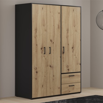 Šatní skříň MONESSA I dub artisan/černá 1
