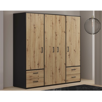 Šatní skříň MONESSA II dub artisan/černá 1