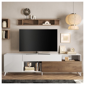 TV komoda  MONOCA 2 bílá lesklá/ořech 3
