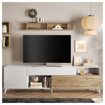 TV komoda  MONOCA 2 bílá lesklá/dub 3