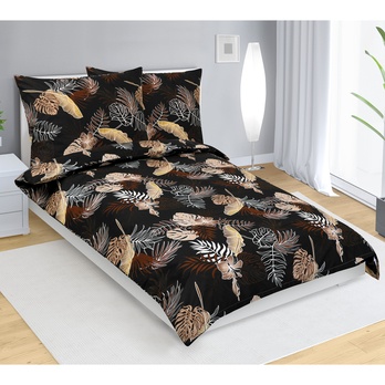 Povlečení MONSTERA HNĚDÁ 70x90 a 140x200 cm 1