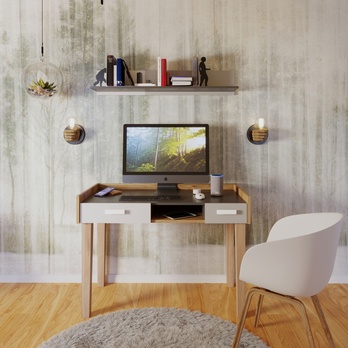 Psací stůl MOOD dub castello/šedá/bílá 1