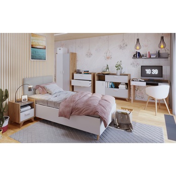 Noční stolek MOOD dub castello/šedá/bílá 1