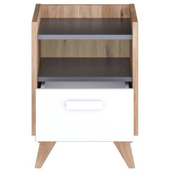 Noční stolek MOOD dub castello/šedá/bílá 3