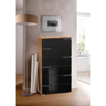 Komoda MOON 2 dub wotan/černá vysoký lesk 1