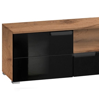 TV komoda MOON dub wotan/černá vysoký lesk 2