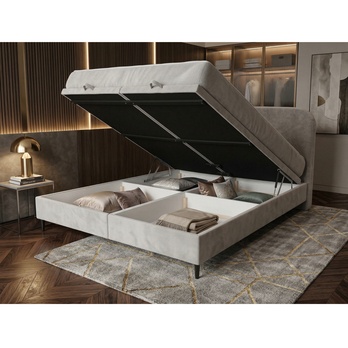 Postel s matrací MOREVIEW šedobéžová, 140x200 cm 3