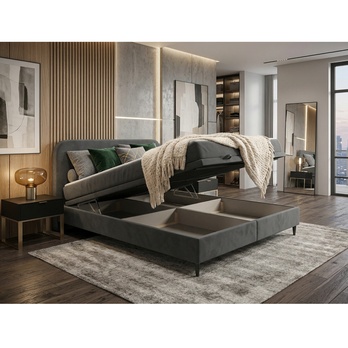 Postel s matrací MOREVIEW tmavě šedá, 140x200 cm 3