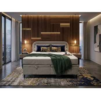 Postel s matrací MOREVIEW šedobéžová, 160x200 cm 1