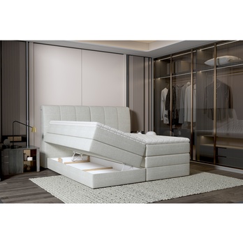 Postel boxspring MORYEN šedobéžová, 180x200 cm 3