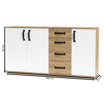 Komoda MOSSO MO5 dub craft/bílá 4