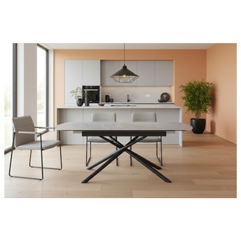 Jídelní stůl MOSTAR šedý mramor/černá 1