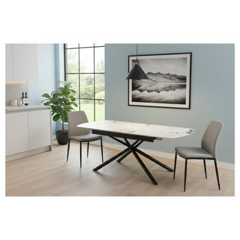 Jídelní stůl MOSTAR bílý mramor/černá 1