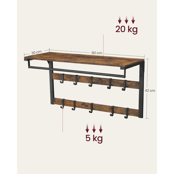 Nástěnný věšák MOUNTED 3 hnědá/černá 3