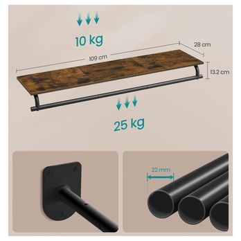 Nástěnný věšák MOUNTED 4 rustikální hnědá/černá 4