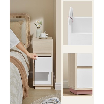 Noční stolek NAROW přírodní/bílá 1