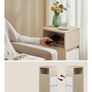 Noční stolek NAROW přírodní/bílá 2