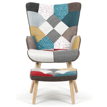 Křeslo s podnožkou NATAN patchwork 3