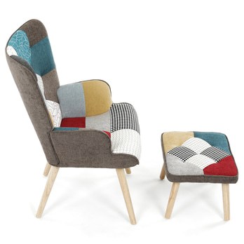 Křeslo s podnožkou NATAN patchwork 4