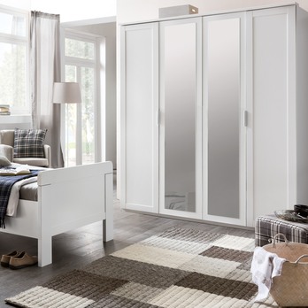 Šatní skříň NATHAN bílá, 4 dveře, 2 zrcadla 1