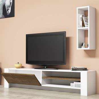 TV sestava  NAZ bílá/ořech 2