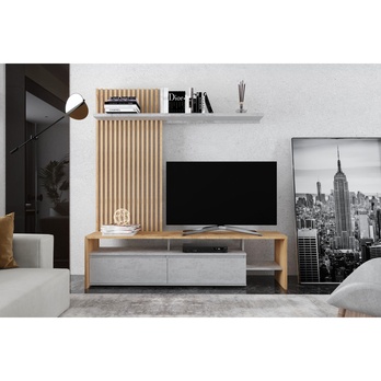 Obývací stěna  NEO II dub craft zlatý/beton 1