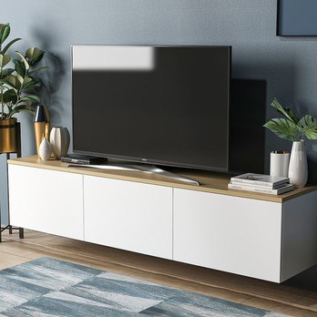TV stolek  NEON bílá/dub 3