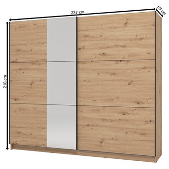 Šatní skříň se zrcadlem NERISSA I dub artisan 5