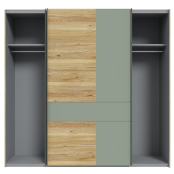 Šatní skříň NESRYN dub mauvella/šalvějová zelená, šířka 220 cm 2
