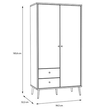 Šatní skříň NESRYN dub mauvella/šalvějová zelená, šířka 95 cm 4
