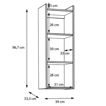 Nástěnný regál NESRYN dub mauvella, výška 97 cm 3