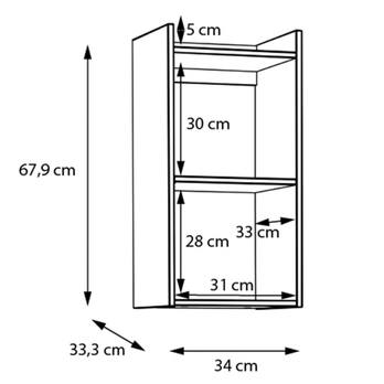 Nástěnný regál NESRYN dub mauvella, výška 68 cm 3