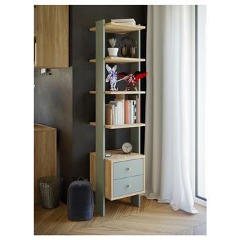 Regál NESRYN dub mauvella/šalvějová zelená, šířka 44 cm 1
