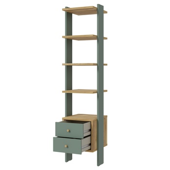 Regál NESRYN dub mauvella/šalvějová zelená, šířka 44 cm 2