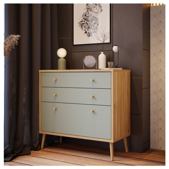 Komoda  NESRYN dub mauvella/šalvějová zelená 1